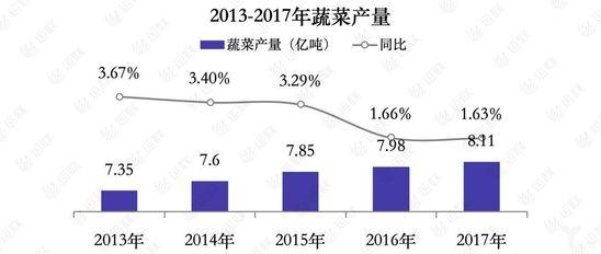 2013-2017年蔬菜产量
